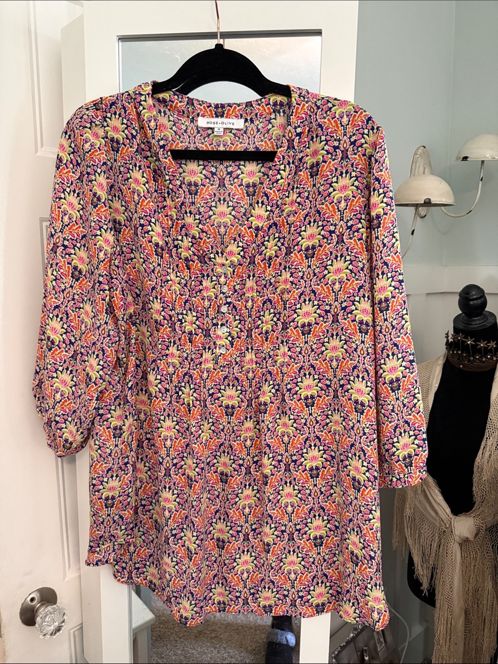 Rose & Olive Floral Tunic in Pink, Purple & Yellow